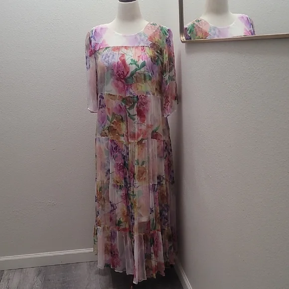 Johnny Was Silk Floral Dress - Picture 2 of 9